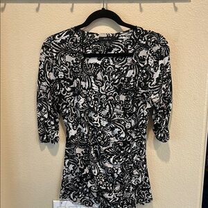 Style & Co. Black and White Fitted 3/4 Sleeve Blouse